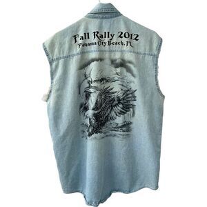 THE AMERICAN BW RALLY BIKE WEEK denim sleeveless shirt size M made in USA
